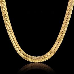 whole Vintage Long Gold Chain For Men Hip Hop Chain Necklace 8MM Gold Colour Thick Curb Necklaces Men's Jewellery Colar Coll215U