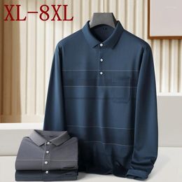 Men's Polos 8XL 7XL 6XL 2024 Spring Autumn High End Luxury Shirts For Men Business Mens Polo Shirt With Pocket Casual Loose Tshirt Homme