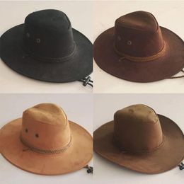 Berets Solid Colour Men's Summer Sun Western Cowboy Hat Panama Costume Caps For Men Classic Jazz Women Felt Hats