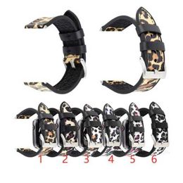 Designer Fashion Leopard Real Genuine Leather Strap Smart watchband for apple watch bands Bracelet iwatch 4 3 2 1 38MM 40MM 42MM 44MM designerUQTXUQTX