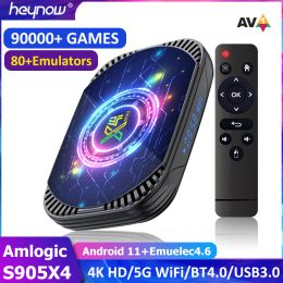 Consoles HEYNOW X4 Mini Classic Retro Super Console Amlogic S905X4 Android 11 EE4.6 System with 90000+ Game 80+Emulators 4K/8K HD TV Box