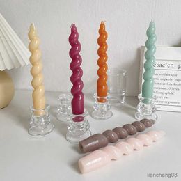 Candles 2PCS Spiral Rotating Long Rod Candle Cute Candy Wedding Party Decoration