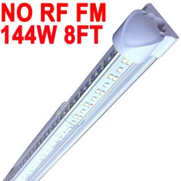 8FT LED Shop Light Garage 144W 6500K 144000LM White Light,NO-RF RM T8 8FT LED Tube Lights Warehouse Workshop Basement,Linkable LED ShopLights Barn crestech