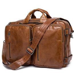 Backpack Hot Sale Men's Leather Briefcase Bag for Document Laptop Bags 14 Men's Business Bag Leather Messenger Computer Briefcase Totes