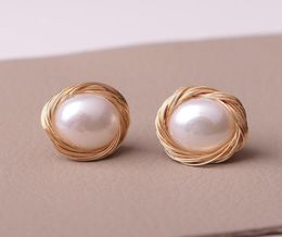 Stud Baroque Natural Pearl Smart Earrings For Women Simple Hand Making Charms Business Elegant Christmas Gift Jewellery AccessoryStu2693612