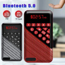 Radio Mini Portable Fm Radio Bluetooth 5.0 Music Player Handheld Rechargeable Digital Radios Support Recording Tf Card U Disk Play