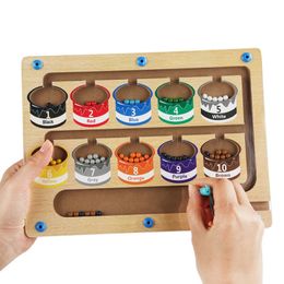 Children Montessori Toy Magnetic Pen Moving Ball Game Color Sorting Counting Board Fine Motor Training Sensory Educational Toys 240223
