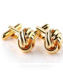 High Quality Knot Cufflinks For Men Shirt Cufflinks Gold Silver Plated Business Wedding French Grooms Shirt Brand Cuff Links5157996