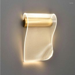 Wall Lamp Indoor Golden Acrylic Modern LED Mounted Sconce Warm White Cold Light For Bedroom Corridor Stairs