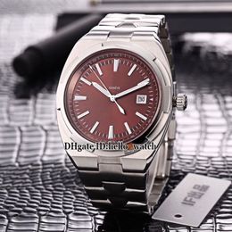 42mm Overseas Date 4500V 110A-B146 Japan Miyota Automatic Mens Watch Brown Dial Silver Case SS Steel Band Sports Watches Sapphire 246Q