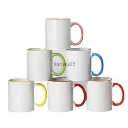 Mugs 1PCS OEM 11oz ceramic cup large capacity ceramic Tea Coffee beer water cup mug heat transfer coated cup Coffee MugL2402