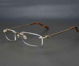 Metal Square Clear Glasses Frames for Men Women Rimless retros Optical Frame Spectacles Eyeglasses Computer 9011 RECC7837950