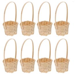 Dinnerware Sets 8 Pcs Mini Plants Flower Basket Fruit Storage Bamboo Weaving Picnic Manager Handmade Shopping Multi-purpose Baby