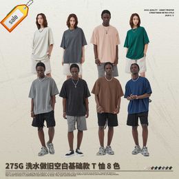 Men's T-shirts Artie Mens Wear | 2024 New 275g Washed Old T-shirt Made of Pure Cotton Loose Fashion Brand