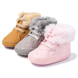 Athletic Outdoor Winter New Baby Booties Shoes Fluff Keep Warm Newborns Flash Baby Boy Gilr Shoes Boots First Walkers Infant Crib ShoesL2401