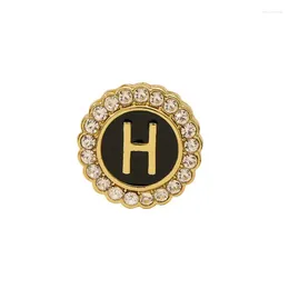 Brooches Fashion Letter Brooch For Women Girls Round Rhinestone Suit Accessories Scarf Buttons Creative Pin