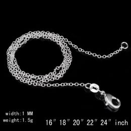 925 Sterling Silver Necklace Rolo O Chain Necklaces Jewelry 1mm 16'' -- 24'' 925 Silver DIY Chai217g