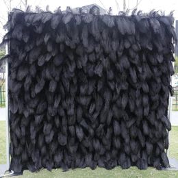 Decorative Flowers Black Feather Cloth Background Simulation Flower Wall For Shopping Malls Shops Indoor Outdoor Theme Party Decor