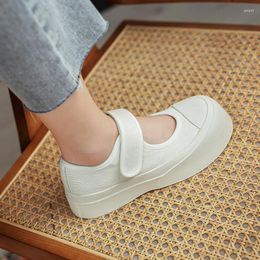 Casual Shoes French Style Women 2024 Spring Autumn Round Toe Fashion All-match Canvas Platform Hook&Loop Solid Shallow