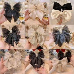 Fabric Rhinestone Crystal Hairpin Butterfly Bow Hair Clips for Women Fashion Wedding Headpiece Korean Hair Accessories 240220