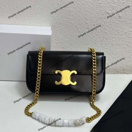 10a Triomphes Bag Celini Bag Luxury Shoulder Envelope Bags Leather Crossbody Underarm Bags Celiene Women Handbag Metal Clad Chain 334