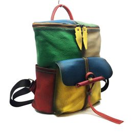 Fashion Retro Colourful Backpack Shoulder Bag Bucket Women's Bags 030124a