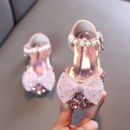 Fashion Girls Princess Shoes Summer Pearl Sequins Little Girl Shoes Kids Party Shoes Size 21-36 Many Designs SHF018 240226
