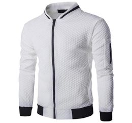 Men039s Veste Homme Fit Argyle Zipper Jacket Casual Jacket 2019 Autumn New Trend White Fashion Men039s Jackets Clothes208f6778863