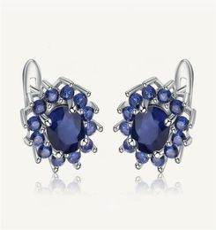 Stud Gem039s Ballet 1 89Ct Natural Blue Sapphire Earrings Pure 925 Sterling Silver Flowers Vintage For Women Fine Jewelry 221112901396