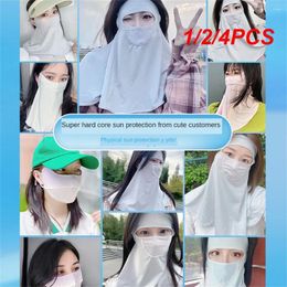 Bandanas 1/2/4PCS Sunscreen Mask Silk Full Face Breathable Sports Entertainment Hiking Scarves Camping Sun Summer