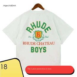 Rhude T Shirt Summer American High Street Coconut Palm Truck Print Mens Designer T Shirt Loose Casual Men's And Women's 267