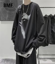 Fall Long Sleeve TShirt Fashion Loose Ulzzang Print Tops Hip Hop Oversized T Shirts Men Clothing Korean Style Clothes 2202245831830