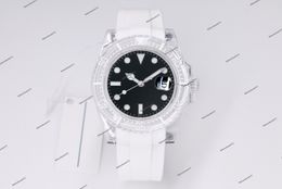 2024 new womens Crystal watch Made of PMMA crystal Top 3135 blue hair spring movement rubber strap imported from Thailand on the market ice blue luminous