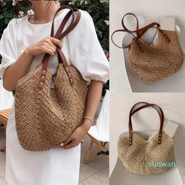 Evening Bags Hand-woven Women's Shoulder Handbag Bohemian 2021 Summer Straw Beach Tote Bag Travel Shopper Weaving Shopping210H