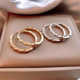 Hoop Earrings Simple Metal Round Pleated Women Niche Luxurious Geometric Cold Style Personalised Wholesale 2024