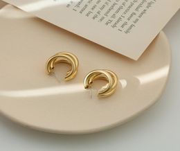 new arrival high quality matt golden earring hoop silver earrings stud for women men brief design Jewellery part wedding gift8307372