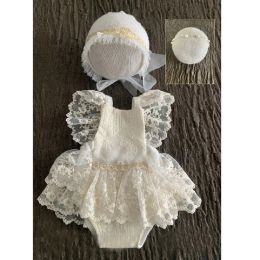 Sets Newborn Photography Props Hat Headband Baby Girl Lace Dress Romper Bodysuits Outfit Photography Clothing Baby Accessories