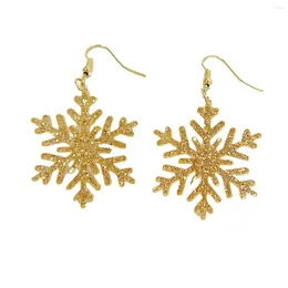 Dangle Earrings Sweet Temperament Personality Brown Snowflake Cut-out Sequins Glitter Edelweiss Versatile