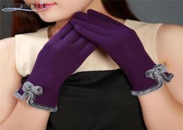 Female Gloves 2020 Winter Warm Touch Screen Mittens Sheep Wool Winter Bowknot Glove Warm Women Hand Warmers Fitness Wrist Gloves8052580