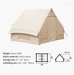 Tents And Shelters Waterproof Air Inflatable Luxury Cabin House Cotton Oxford Tent Camping Outdoor For 5-6 Person Portable