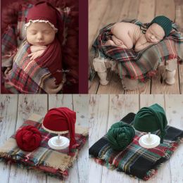 Sets Newborn Photography Clothing Red Hat+Wrap+Backdrop Blanket 3pcs/set Studio Baby Photo Props Accessories Christmas Shoot Costume