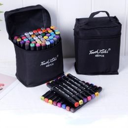 Markers 48color Doubleheaded Marker Pen Set Largecapacity Colour Oilbased Watercolour Pen Student Painting Art Supplies