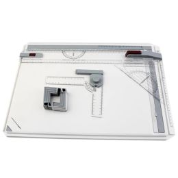 Whiteboards Portable A3 Drawing Board Draught Painting Board with Parallel Rulers Corner Clips Headlock Adjustable Angle Art Draw Tools