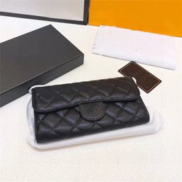 Designer Purse Women Luxurys Wallet Black Lambskin Caviar Leather Wallets Handbags Classic Clutch Bags Card Holder