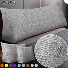 King Size Cotton Linen Triangle Back Cushion Cover Bed Headboard Backrest Long Pillow Case Sofa Bedding Tatami Home Decor 240220