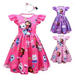 Girl Dresses Kids Clothes Gabby Cats Short Sleeve Dress Toddler Girls Gabbys Dollhouse Birthday Party Baby Vestidos