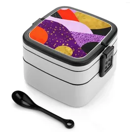 Dinnerware Terrazzo Galaxy Purple Orange Gold Bento Box Student Camping Lunch Dinner Boxes Yellow Golden