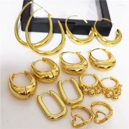 Hoop Earrings Fashion Gold Colour Smooth Water Drop Heart Round Bead Earring For Women Girls Party Jewellery Gift A003