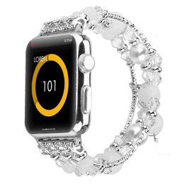 Designer noctilucence agate Crystal Strap for Apple Watch Band 38mm 42mm 40mm 44mm 41mm 45mm 49mm Diamond Stainless Steel Womens Bracelet for iWatch Series Ultra 8 7 6