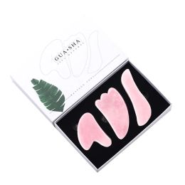 Oil Rose Quartz Gouache Scraper Gua Sha Massage for Face Natural Gouache Stone Guasha Massage Tools Body Facial Jade Massager Set